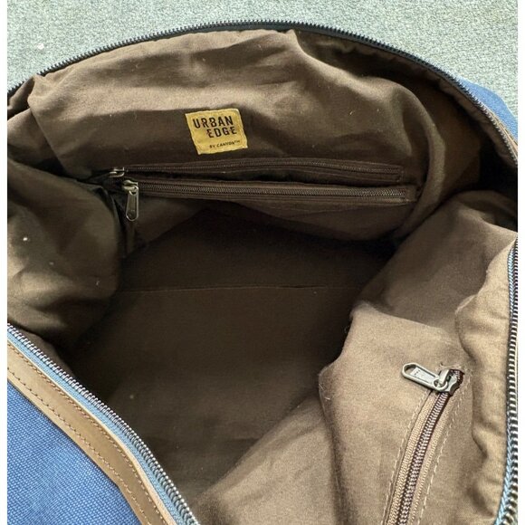 Vykon Activelogix Urban Edge Blue Canvas‎ Brown Leather Travel Bag Handles Strap - Picture 3 of 16